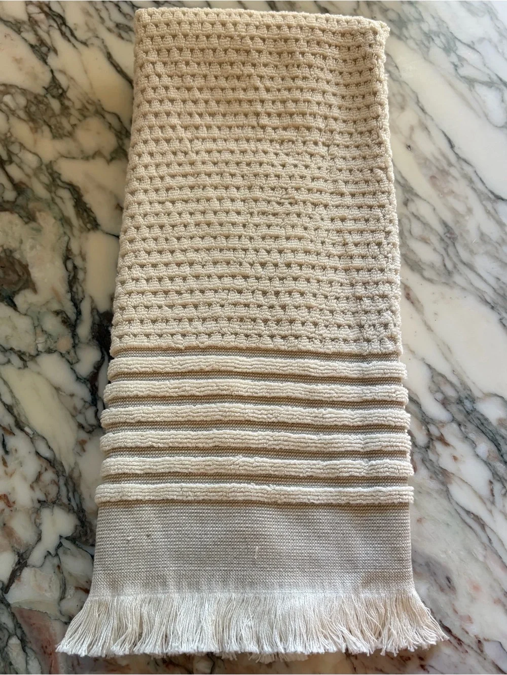 Cream and tan Waffle Weave Towel Set-New & 100% cotton